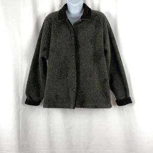 Artisans fleece button front jacket pockets L